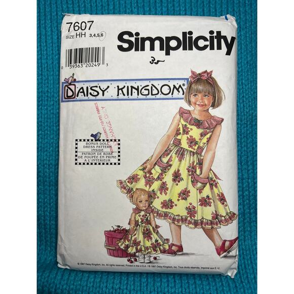 Simplicity 7607 pattern Girls skirt ruffle daisy kingdom doll dress size3 4 5 6 - Picture 1 of 5